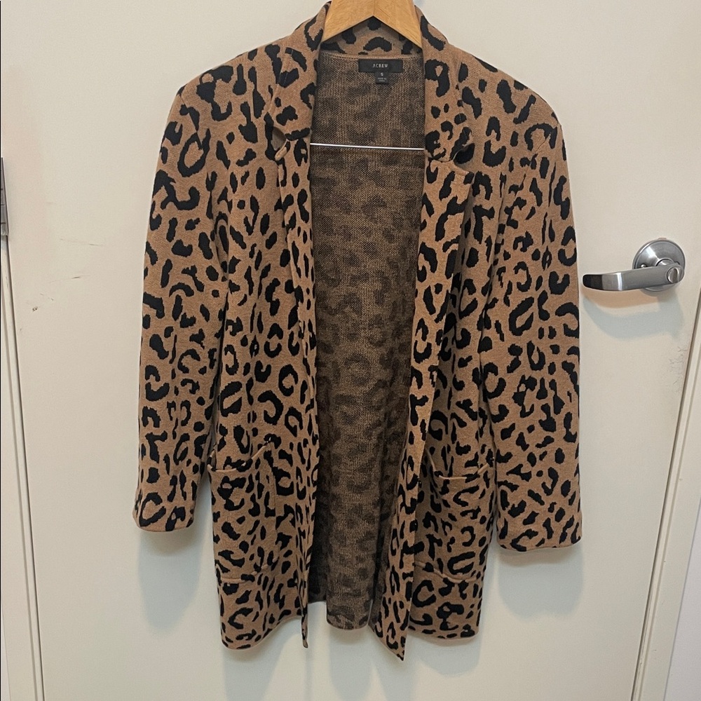 Leopard Print Open Front Cardigan